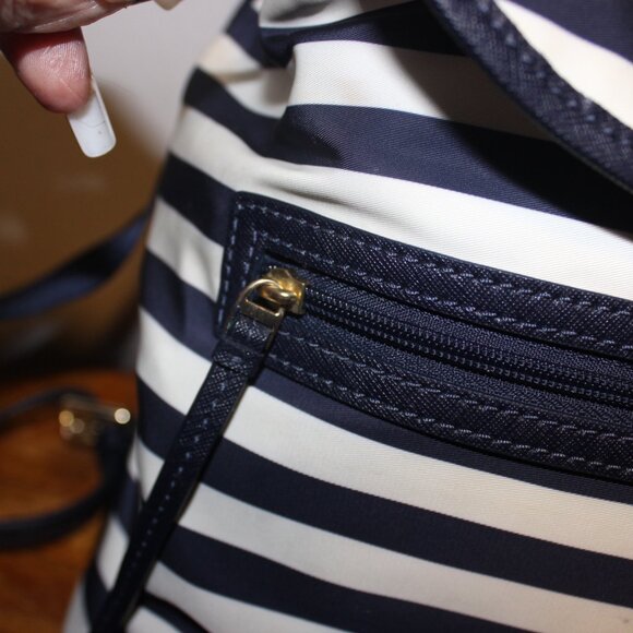 New $398 Large Tory Burch New Style Blue White Striped Backpack Bag main image 5